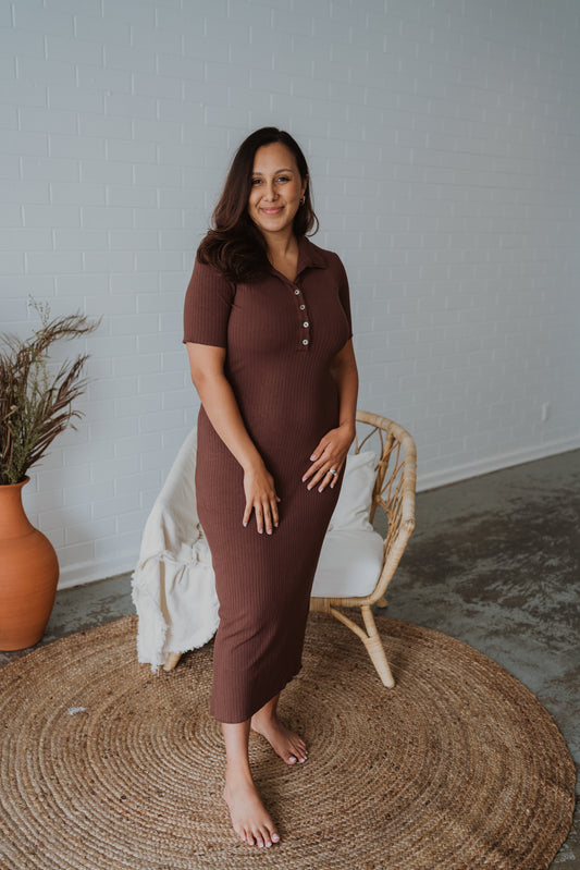 Buttoned up in Brown.